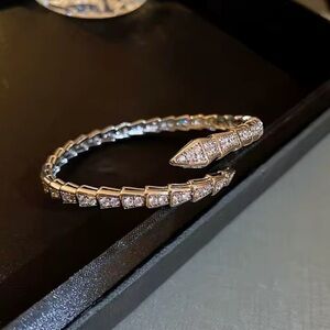 Serpenti silver Snake Crystal Silver Cuff Bracelet